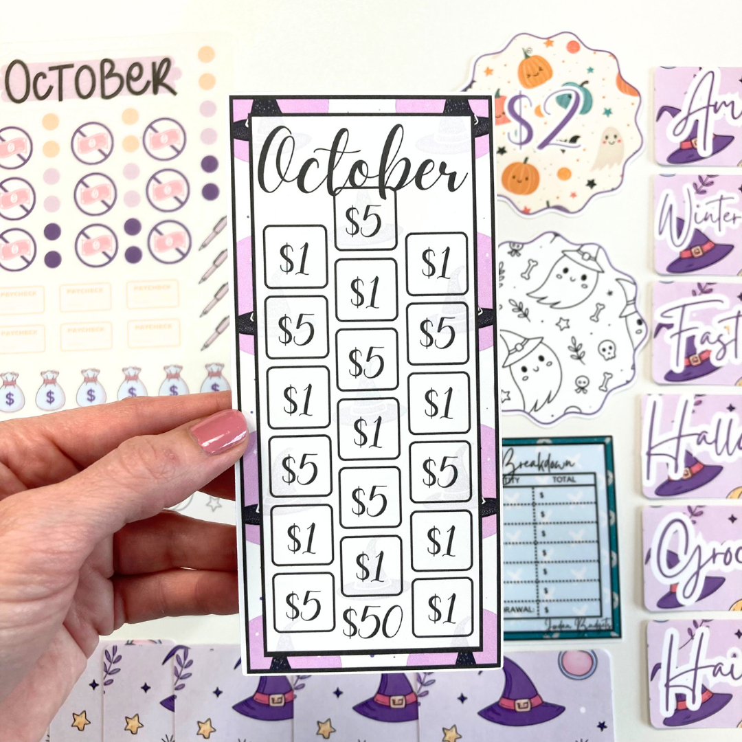 *PREVIEW ONLY, LISTING GOES LIVE 9/4 @ 10AM VERY LIMITED QUANTITY* October Budget $20 Bundle Spooky Cute  | Savings Challenges & Cash Stuffing Supplies