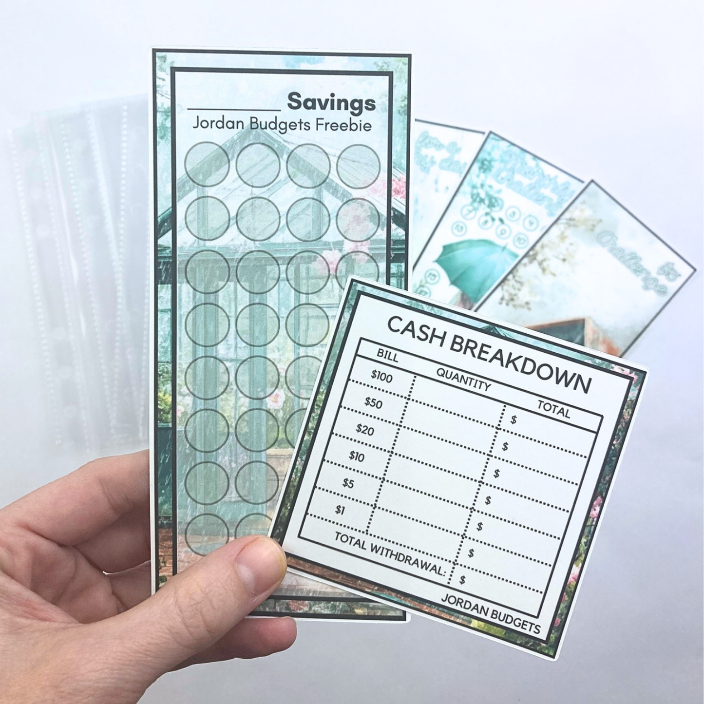 Saving for a Rainy Day | April Bundle | Laminated Savings Challenges and Envelopes | Sleeves are Ring or Disc Bound