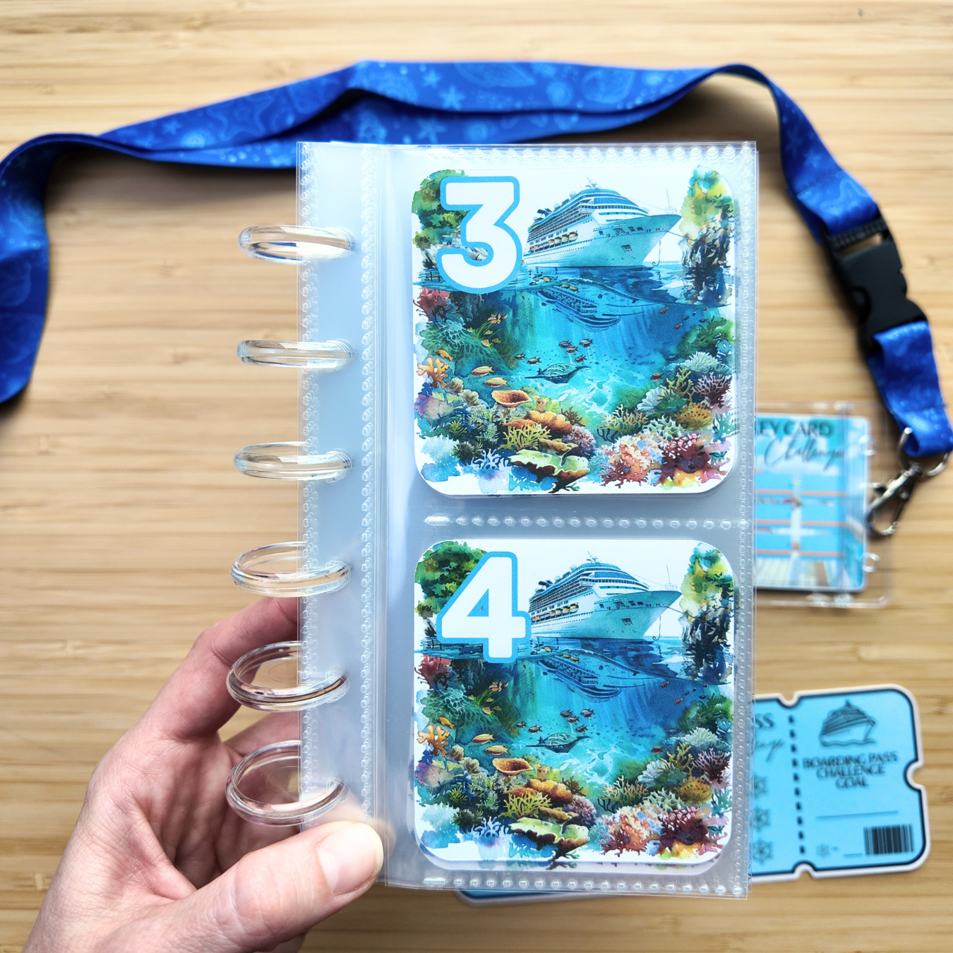 Cruise Bundle | 52 Week Savings Challenge Binder, Key Card Challenge, Boarding Pass Challenge, Lanyard | Laminated Challenges | A6 Binder