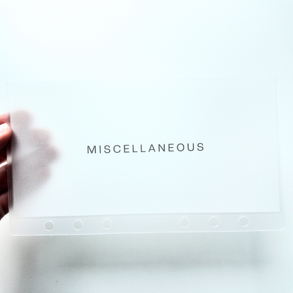 6 Sleeves with Categories for A6 Ring Bound Binders | Inserts / Sleeves