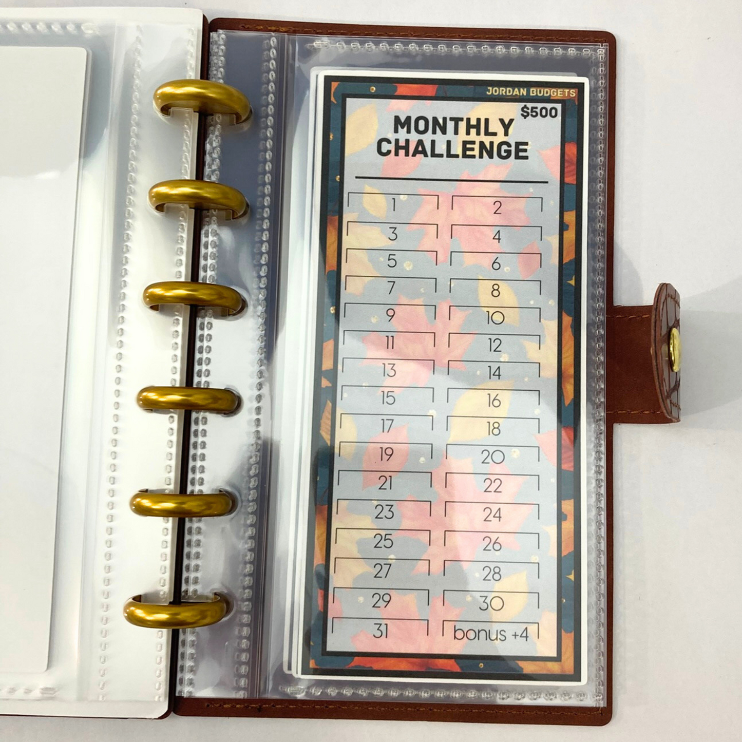 Cozy Harvest | September Design | Month Ahead Bills & Savings Binder | 12 Savings Challenges | Brown Binder