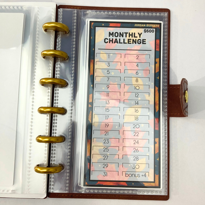 Cozy Harvest | September Design | Month Ahead Bills & Savings Binder | 12 Savings Challenges | Brown Binder