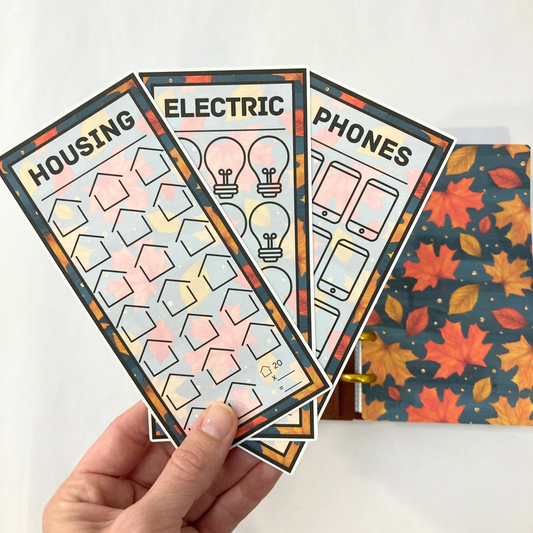 Cozy Harvest | September Design | Month Ahead Bills & Savings Binder | 12 Savings Challenges | Brown Binder