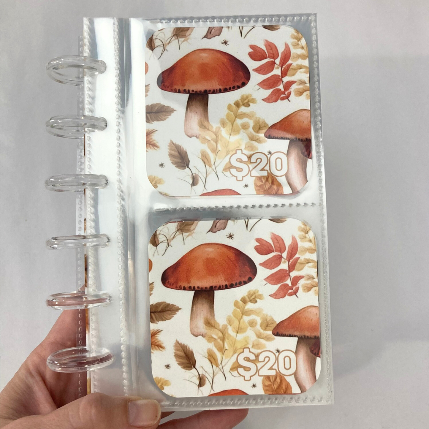 $20 Savings Binder Mushroom Design | A6 Disc Binder | Cash Budgeting | Money Binder
