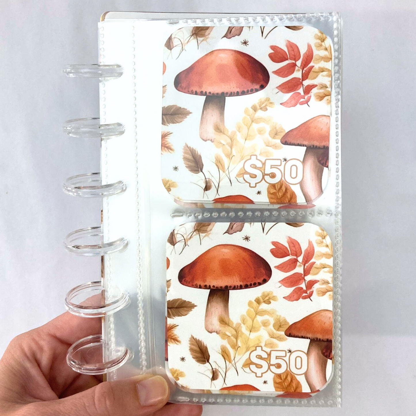 $50 Savings Binder Mushroom Design | A6 Disc Binder | Cash Budgeting | Money Binder