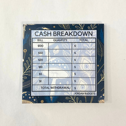 Cash Breakdown Sticky Notes | Getting Money From the Bank | Set of 25 Functional Sticky Notes | Approx. 3x3