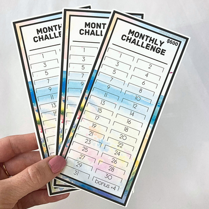 $500 Monthly Challenge Tracker | Sand & Sun Design | Money Savings Challenge