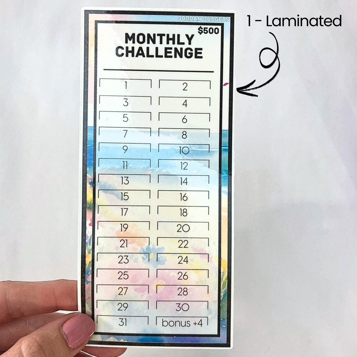 $500 Monthly Challenge Tracker | Sand & Sun Design | Money Savings Challenge