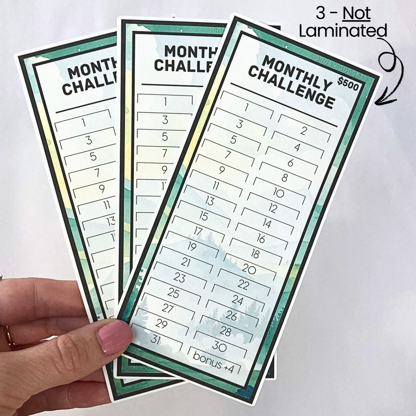 $500 Monthly Challenge Tracker | Mountains Design | Money Savings Challenge