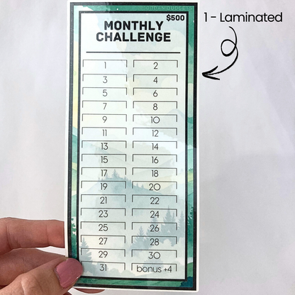 $500 Monthly Challenge Tracker | Mountains Design | Money Savings Challenge