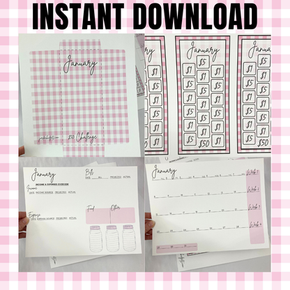 January $1 Digital Savings Challenge & Budget Pages Bundle for Friends of Jordan Budgets