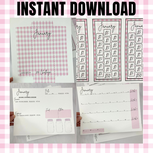 January $1 Digital Savings Challenge & Budget Pages Bundle for Friends of Jordan Budgets