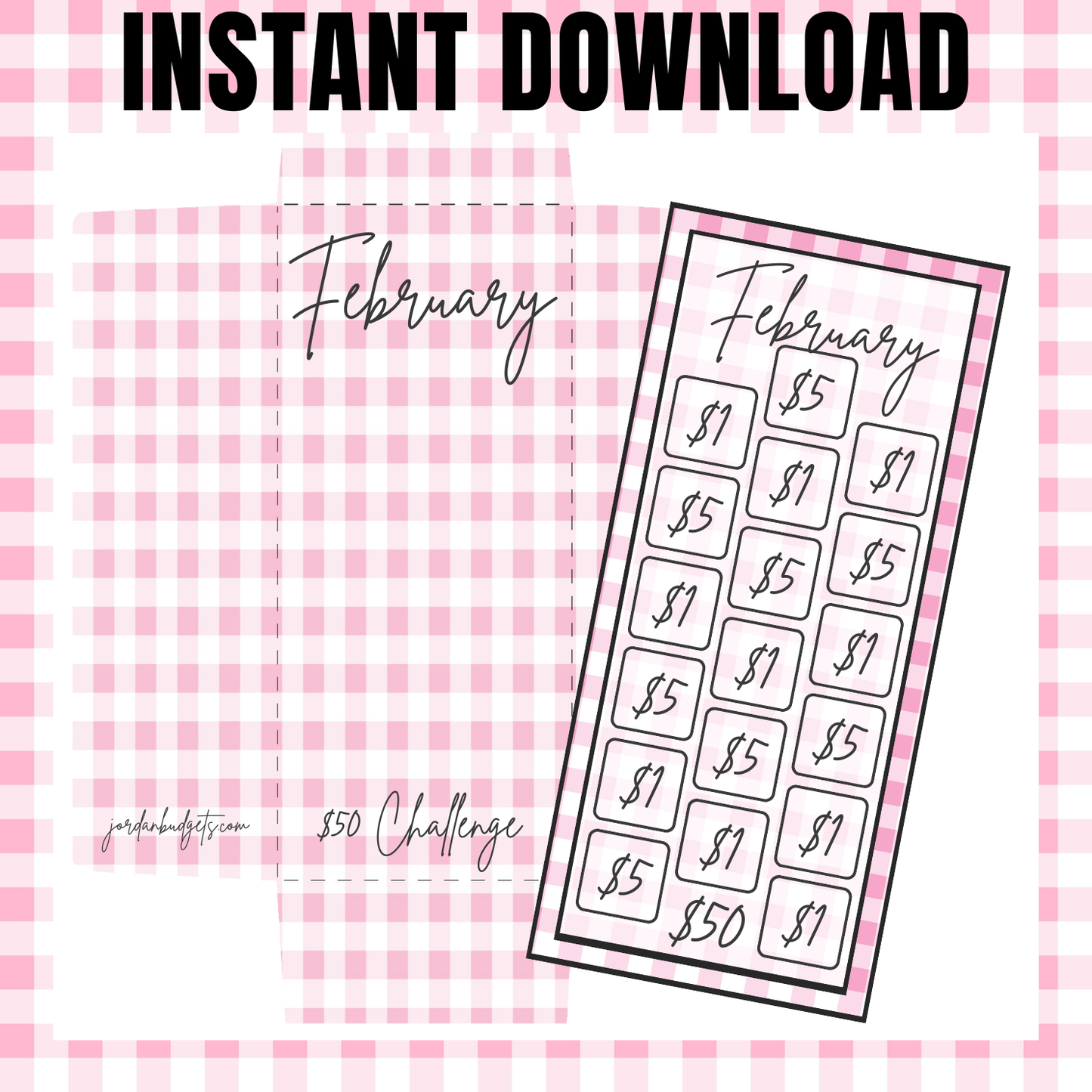 February $1 Digital Savings Challenge & Budget Pages Bundle for Friends of Jordan Budgets
