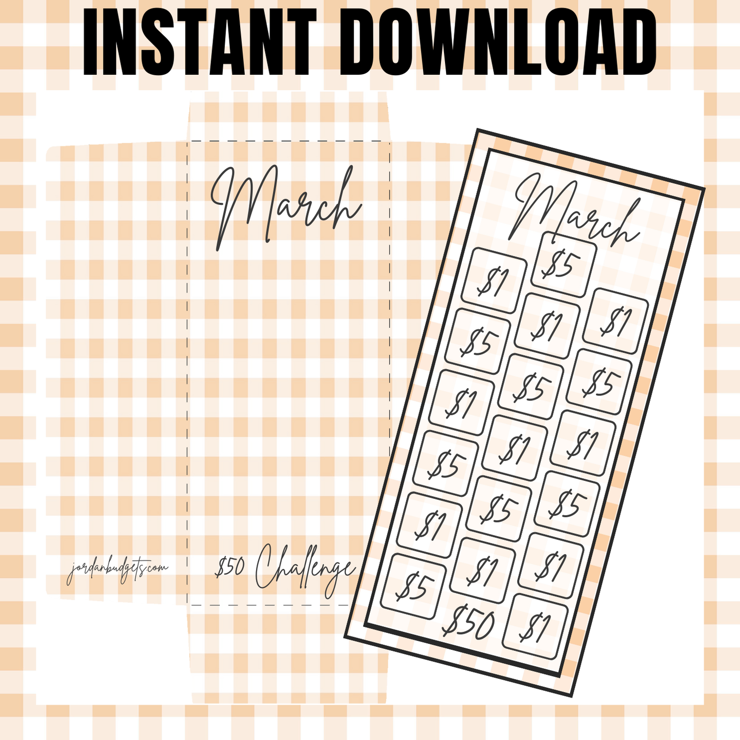March $1 Digital Savings Challenge & Budget Pages Bundle for Friends of Jordan Budgets