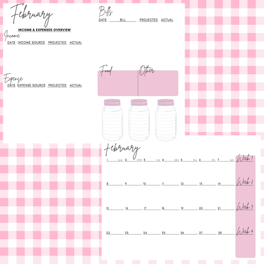 February $1 Digital Savings Challenge & Budget Pages Bundle for Friends of Jordan Budgets