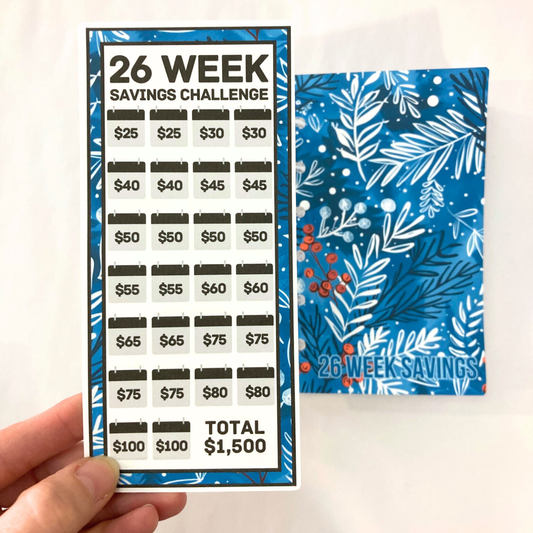 26 Week Savings Challenge Binder | $1,500 Savings | Winter Botanical Design | A6 Disc Binder | Cash Budgeting | Money Binder