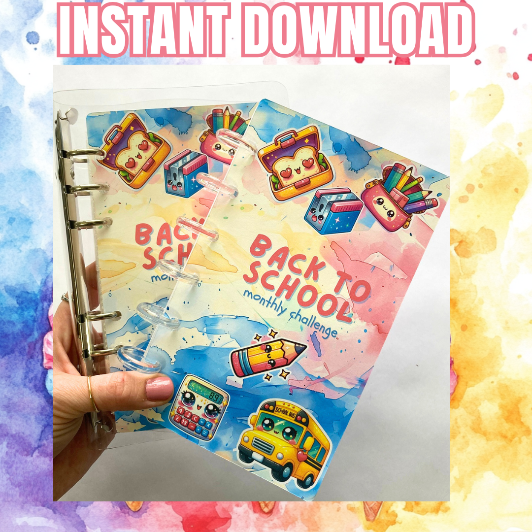 Monthly Challenge Binder Back to School Design | 500 Dollar Savings | Cash Budgeting | A6 Size | PDF PNG STUDIO3 Files | Digital Download