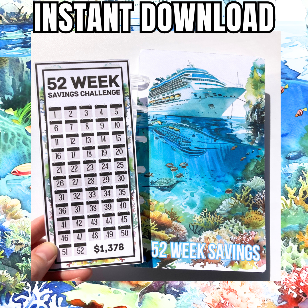 Cruise 52 Week Savings Challenge Binder | Cash Budgeting | Money Binder | PDF PNG STUDIO3 Files | Digital Download
