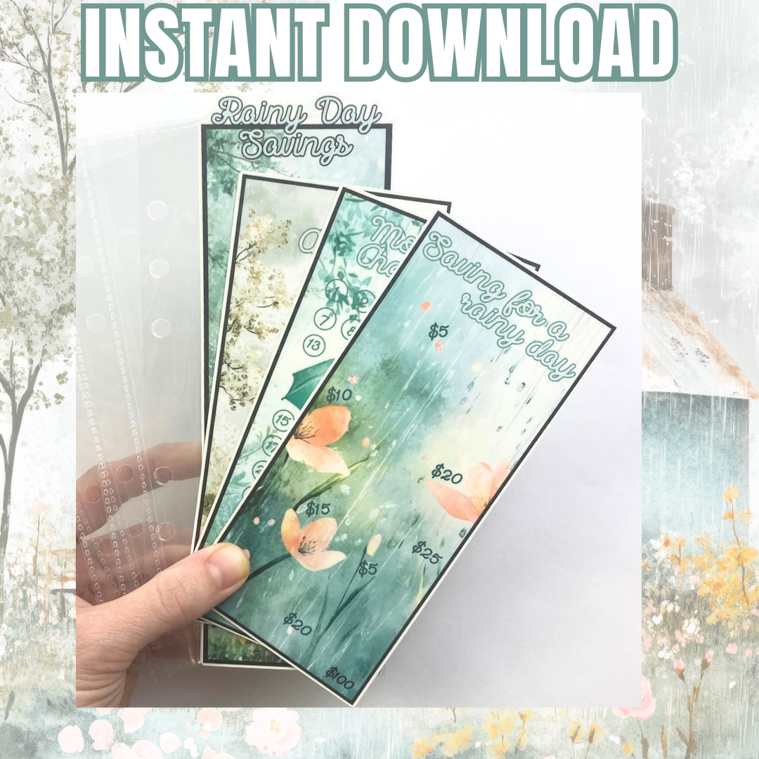 Saving for a Rainy Day | April Bundle Instant Download | Cash Budgeting | Money Binder | PDF PNG STUDIO3 Files | Digital Download
