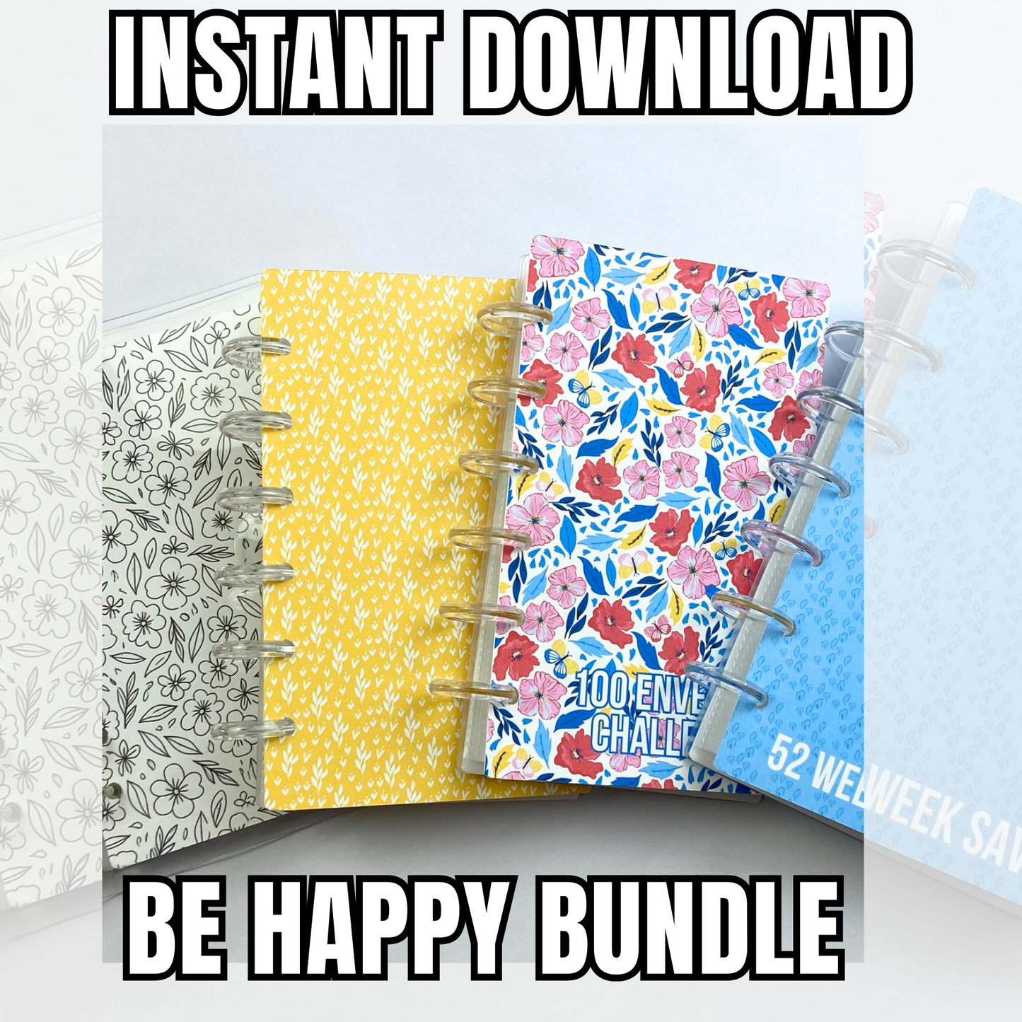 Be Happy Collection Bundle | PDF PNG .STUDIO3 Files | A6 Disc Binder | Cash Budgeting | Money Binder | Digital Download