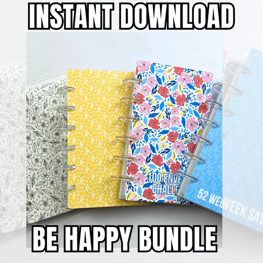 Be Happy Collection Bundle | PDF PNG .STUDIO3 Files | A6 Disc Binder | Cash Budgeting | Money Binder | Digital Download