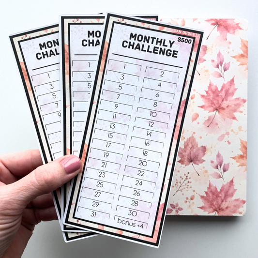 Monthly Challenge Binder | Autumn Leaves Design | Cash Budgeting | Money Binder | A6 Size | Disc Bound Binders