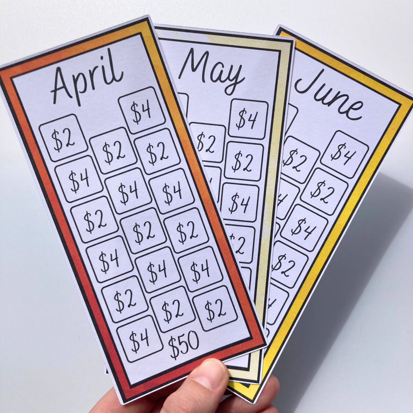 Monthly Rainbow $50 Savings Challenges | Thick Cardstock | Physical Shipped Item | No Binder