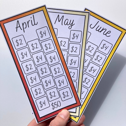 Monthly Rainbow $50 Savings Challenges | Thick Cardstock | Physical Shipped Item | No Binder