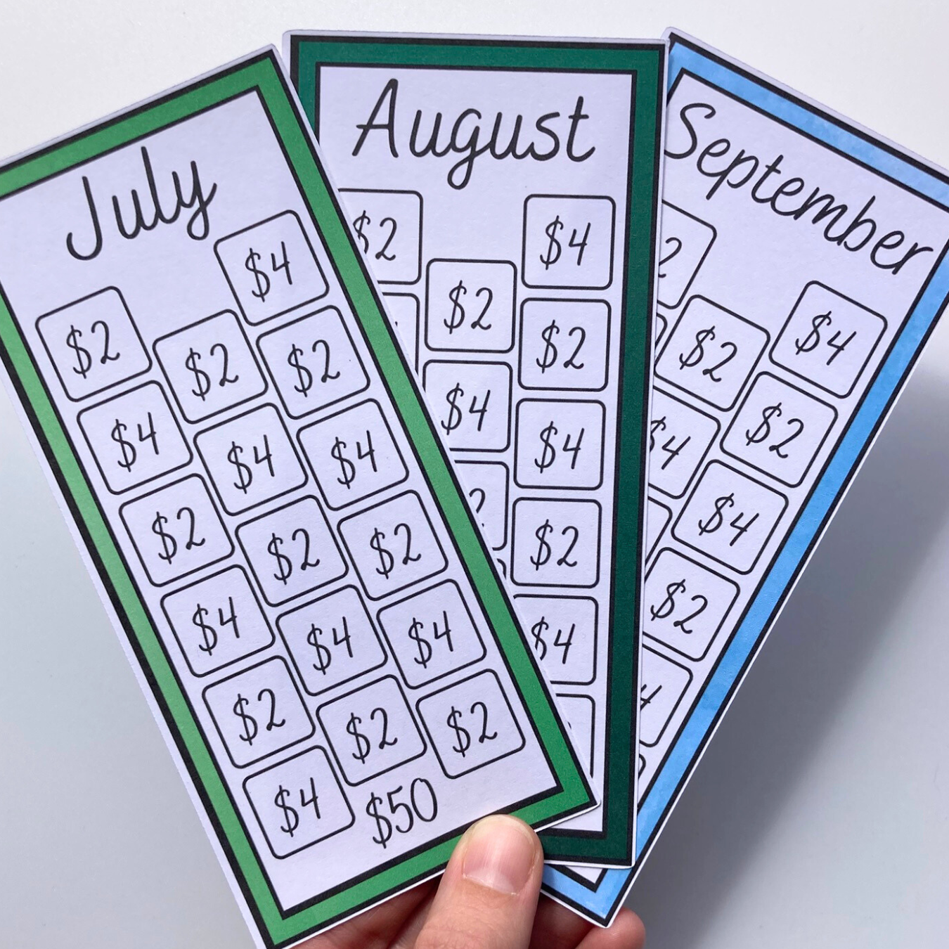 Monthly Rainbow $50 Savings Challenges | Thick Cardstock | Physical Shipped Item | No Binder