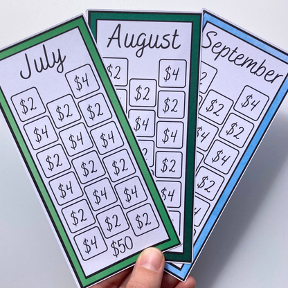 Monthly Rainbow $50 Savings Challenges | Thick Cardstock | Physical Shipped Item | No Binder