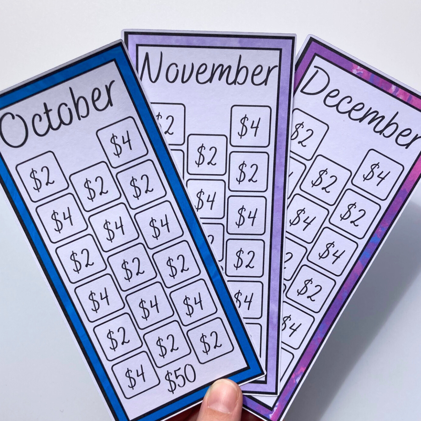 Monthly Rainbow $50 Savings Challenges | Thick Cardstock | Physical Shipped Item | No Binder
