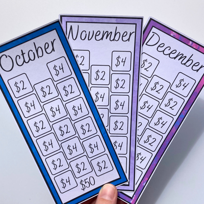 Monthly Rainbow $50 Savings Challenges | Thick Cardstock | Physical Shipped Item | No Binder