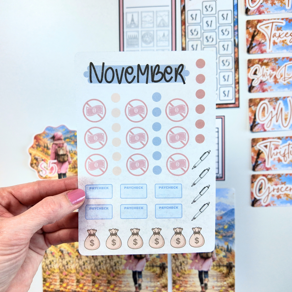November Budget $20 Bundle Autumn Escapes | Savings Challenges & Cash Stuffing Supplies