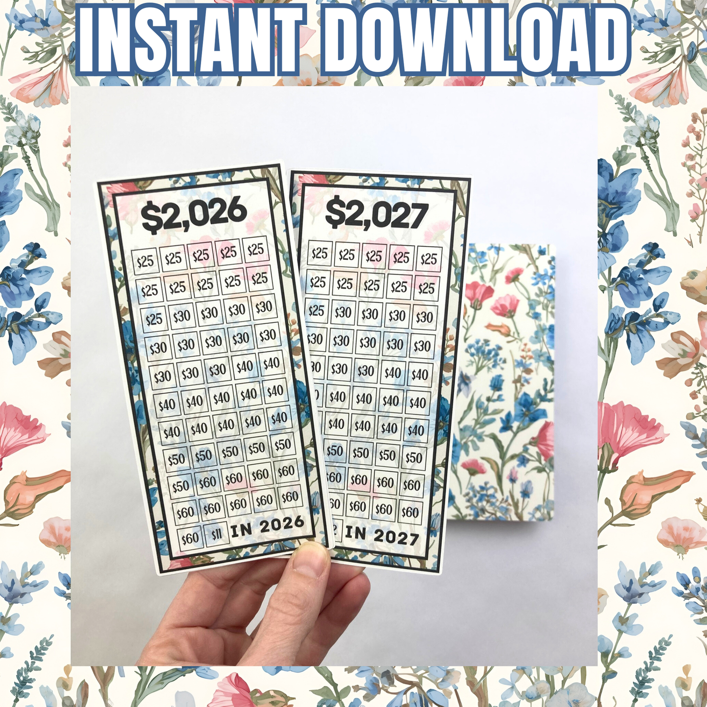 2026 & 2027 Yearly Savings Challenge Binder | Vintage Flowers Design | Cash Budgeting | PDF PNG STUDIO3 Files | Digital Download