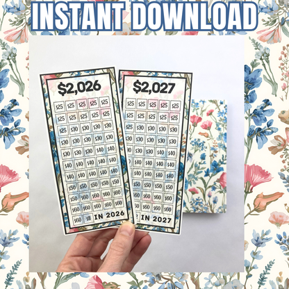 2026 & 2027 Yearly Savings Challenge Binder | Vintage Flowers Design | Cash Budgeting | PDF PNG STUDIO3 Files | Digital Download