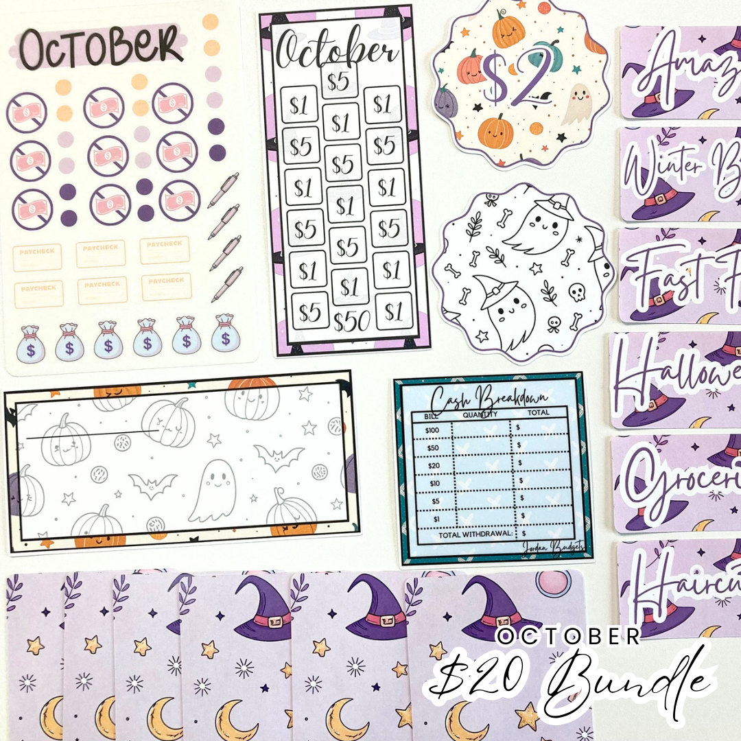 *PREVIEW ONLY, LISTING GOES LIVE 9/4 @ 10AM VERY LIMITED QUANTITY* October Budget $20 Bundle Spooky Cute  | Savings Challenges & Cash Stuffing Supplies