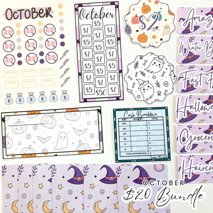 *PREVIEW ONLY, LISTING GOES LIVE 9/4 @ 10AM VERY LIMITED QUANTITY* October Budget $20 Bundle Spooky Cute  | Savings Challenges & Cash Stuffing Supplies