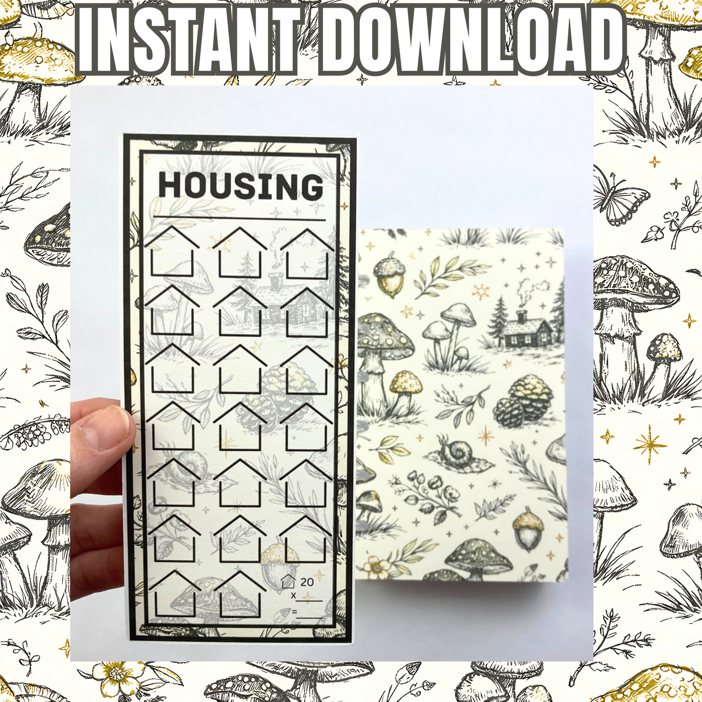 One Month Ahead Binder | Woodland Design | Month Ahead Bills Savings Binder | PDF PNG and STUDIO3 Files | Digital Download