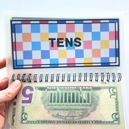 Summer Squares Denomination Savings Binder | Cash Envelope Organizer | Store Extra Cash by Bill Type
