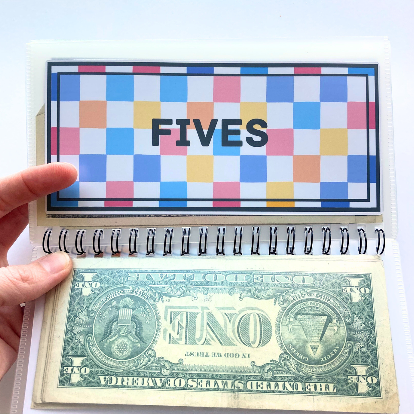 Summer Squares Denomination Savings Binder | Cash Envelope Organizer | Store Extra Cash by Bill Type