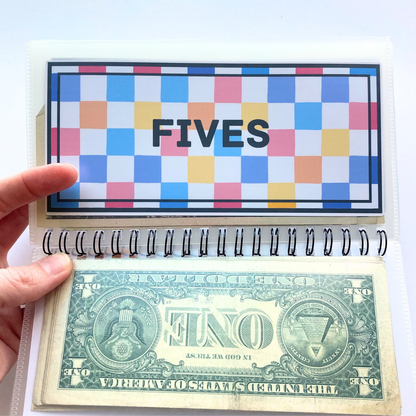 Summer Squares Denomination Savings Binder | Cash Envelope Organizer | Store Extra Cash by Bill Type