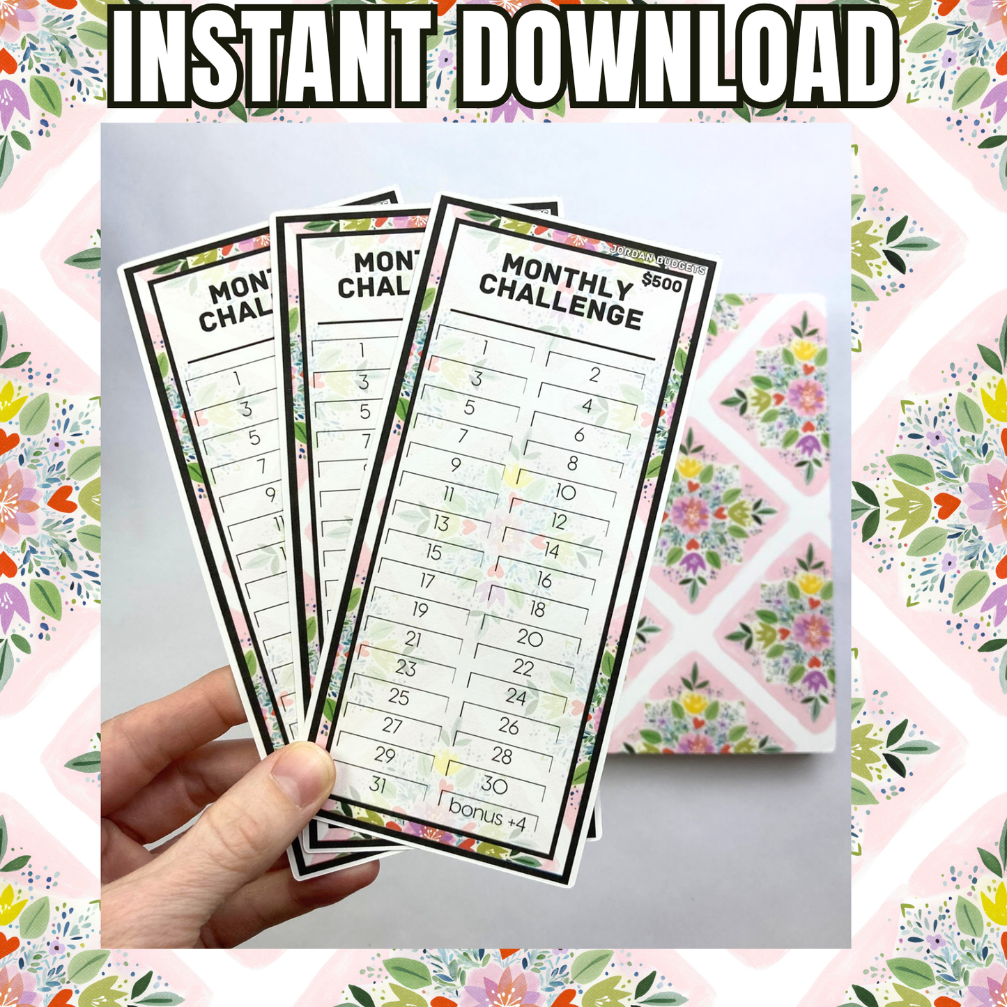 Monthly Challenge Binder Spring Design | 500 Dollar Savings | Cash Budgeting | A6 Size | PDF PNG STUDIO3 Files | Digital Download