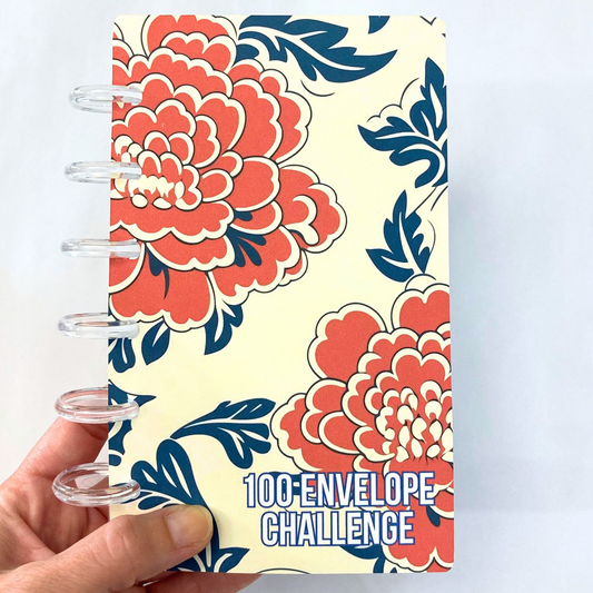 100 Envelope Savings Binder Soft Bloom Design | A6 Disc Binder | Cash Budgeting | Money Binder