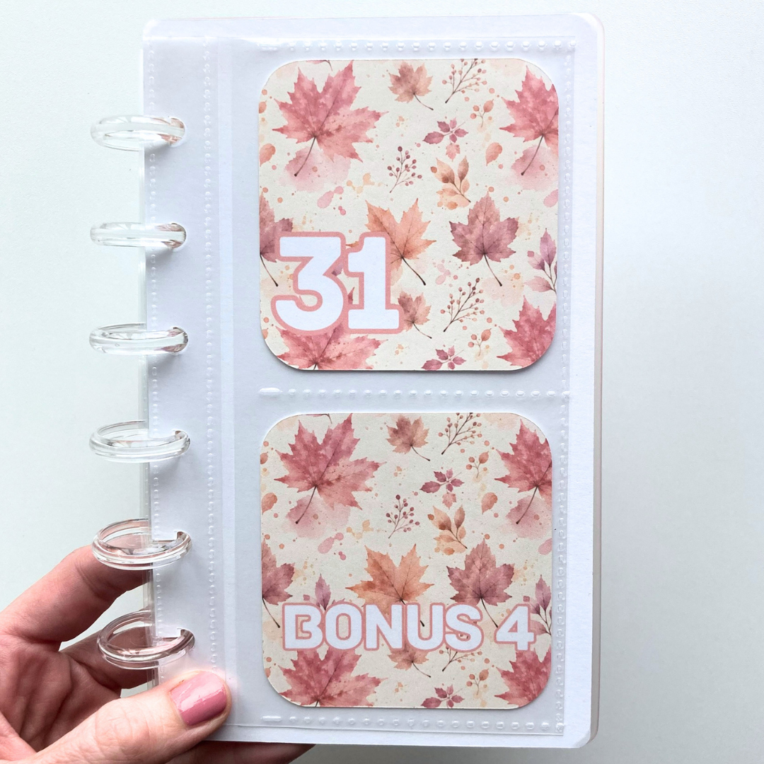 Monthly Challenge Binder | Autumn Leaves Design | Cash Budgeting | Money Binder | A6 Size | Disc Bound Binders