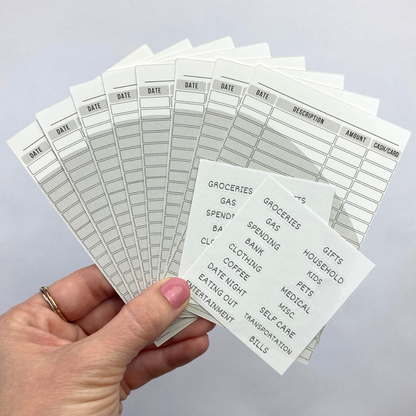 A7 Trackers & Labels | 8 Trackers & 18 Labels | 3 Color Options | Cash Budgeting | No Binder