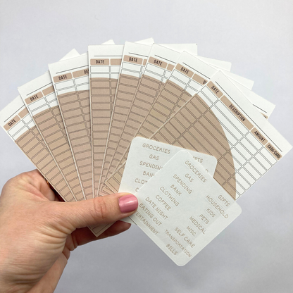 A7 Trackers & Labels | 8 Trackers & 18 Labels | 3 Color Options | Cash Budgeting | No Binder