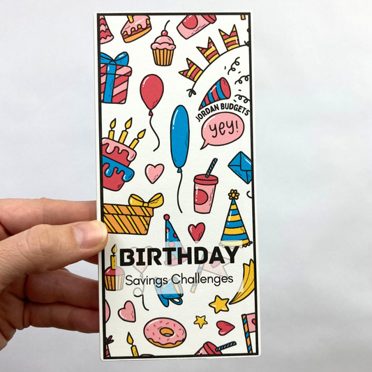 Birthday Savings Challenge Cards | 12 A6 Size Savings Challenge Cards | Physical Shipped Item | No Binder