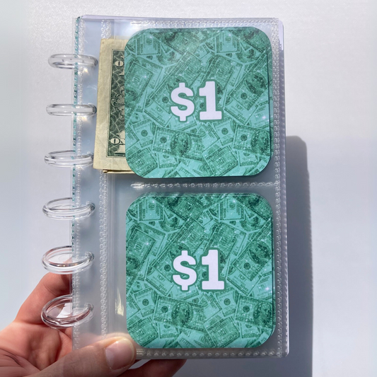 Bling Mini Savings Binder | Mini Monday | 24 Challenge Cards | A6 Disc Binder | Cash Budgeting | Money Binder