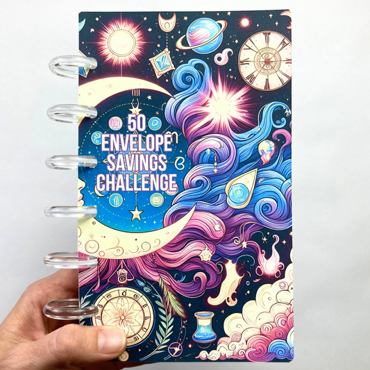 50 Envelope Savings Binder Celestial Design | A6 Disc Binder | Cash Budgeting | Money Binder