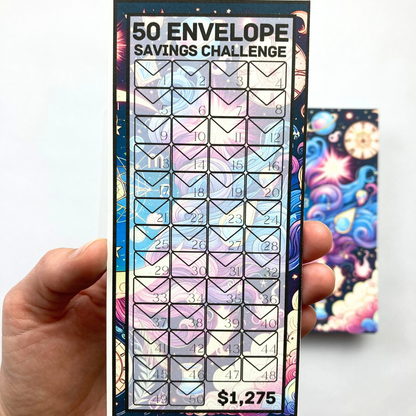 50 Envelope Savings Binder Celestial Design | A6 Disc Binder | Cash Budgeting | Money Binder
